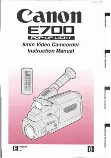 Canon E 700 manual. Camera Instructions.